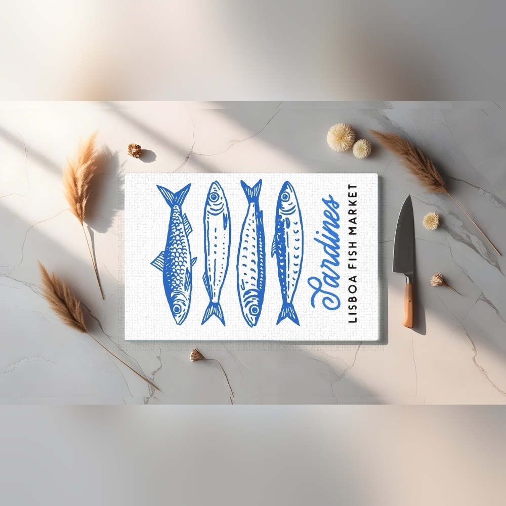 Blue Sardines Cutting Board